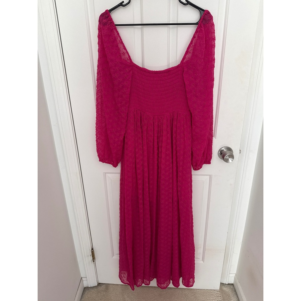 Free People Strangelove Maxi Dress Pink Purple Eyelet Lace Embroidered Sz S - Picture 7 of 12